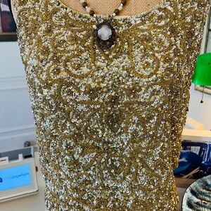 Elegant Gold Sequin Vintage Top